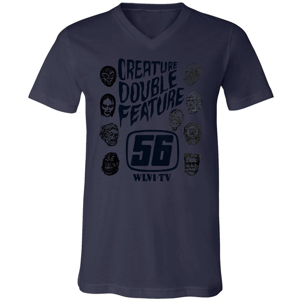 Unisex V-Neck T-Shirt - ZKUNZFPK - Navy - 9