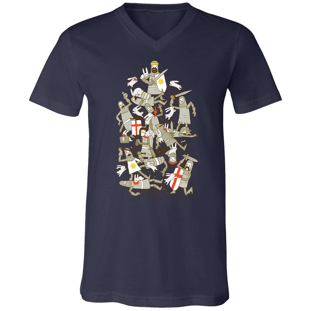 Unisex V-Neck T-Shirt - CYMH6Y37 - Navy - 9