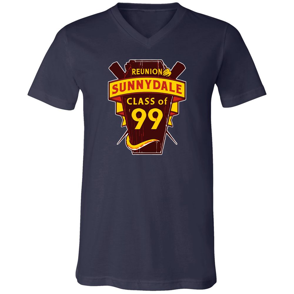 Unisex V-Neck T-Shirt - CFZ3Y9B4 - Navy - 9