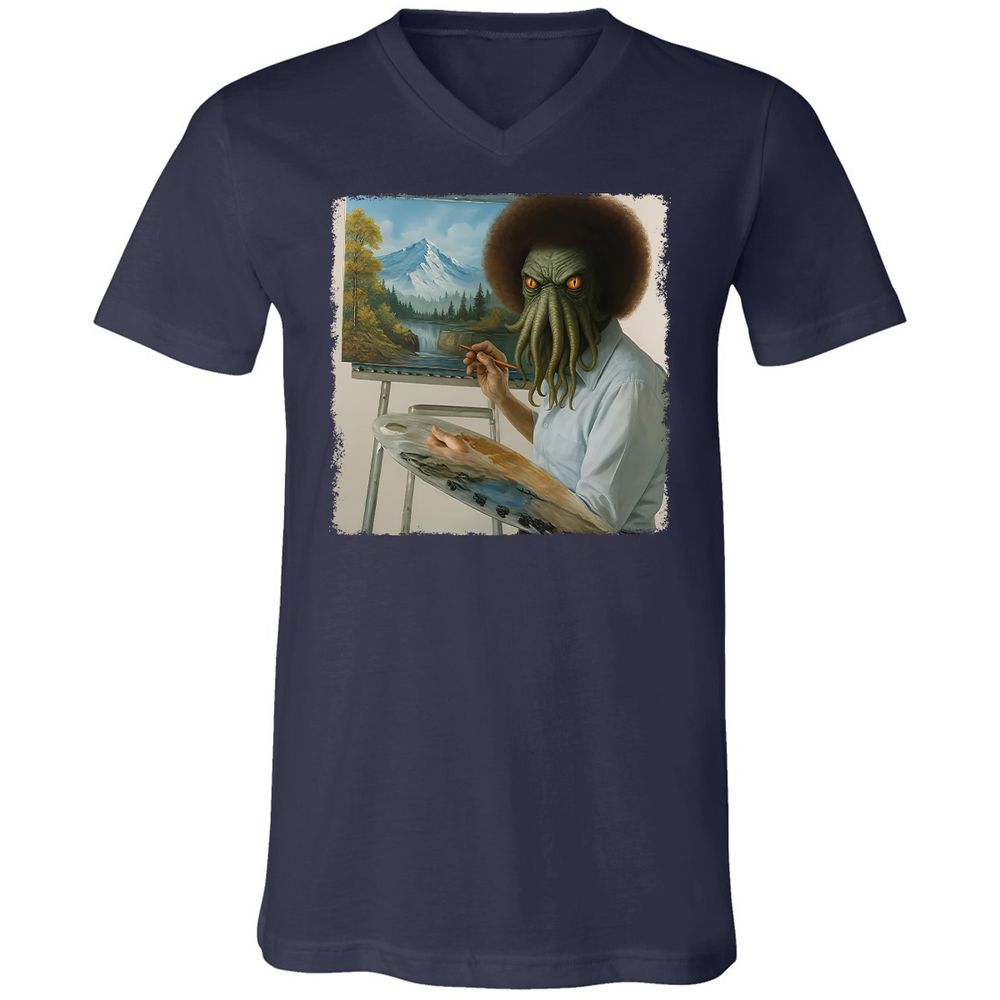 Unisex V-Neck T-Shirt - YK3GSC6U - Navy - 9