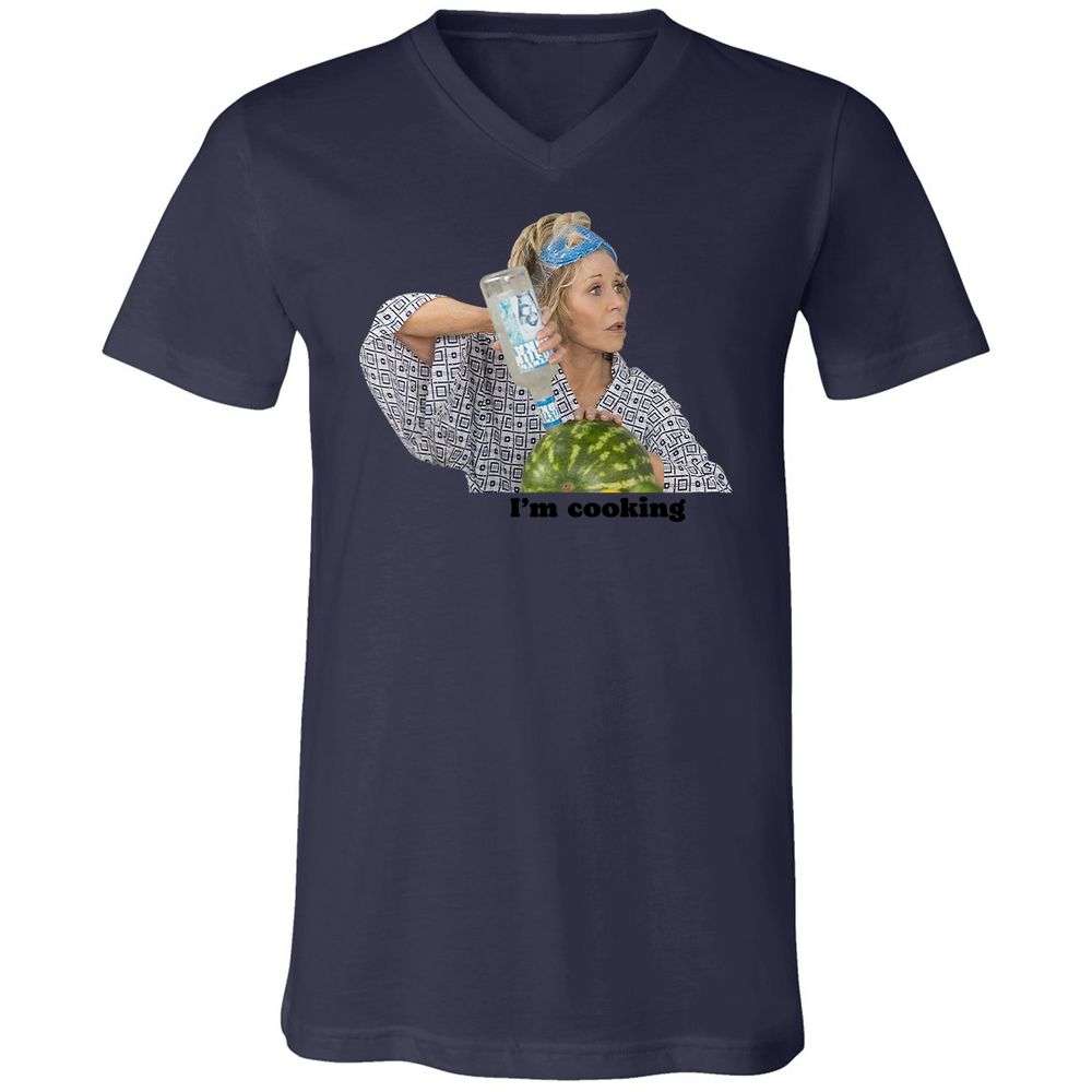 Unisex V-Neck T-Shirt - P65TWLFJ - Navy - 9