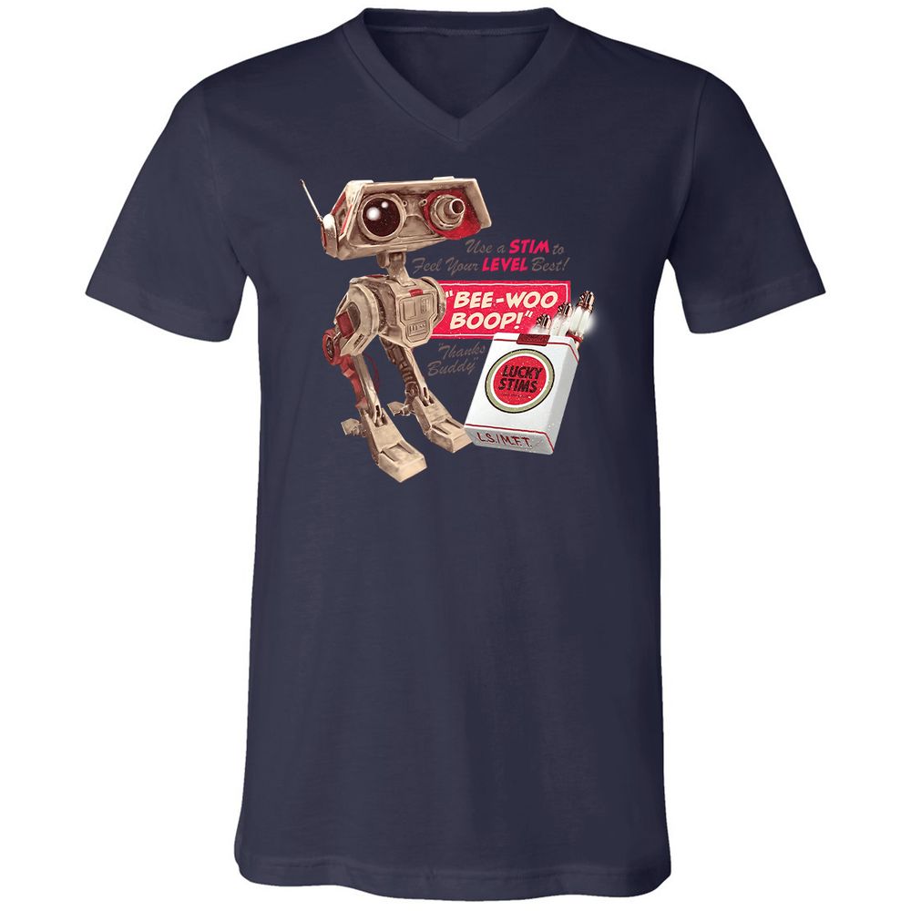 Unisex V-Neck T-Shirt - M7YJHNMC - Navy - 9