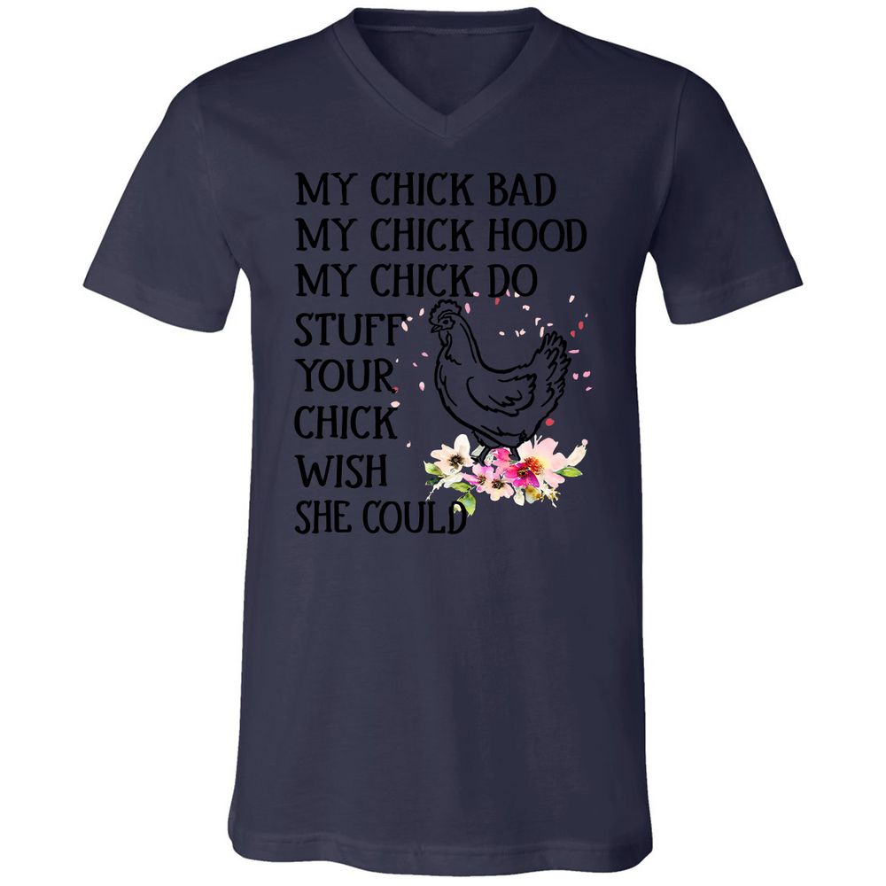 Unisex V-Neck T-Shirt - YVUX57TN - Navy - 9
