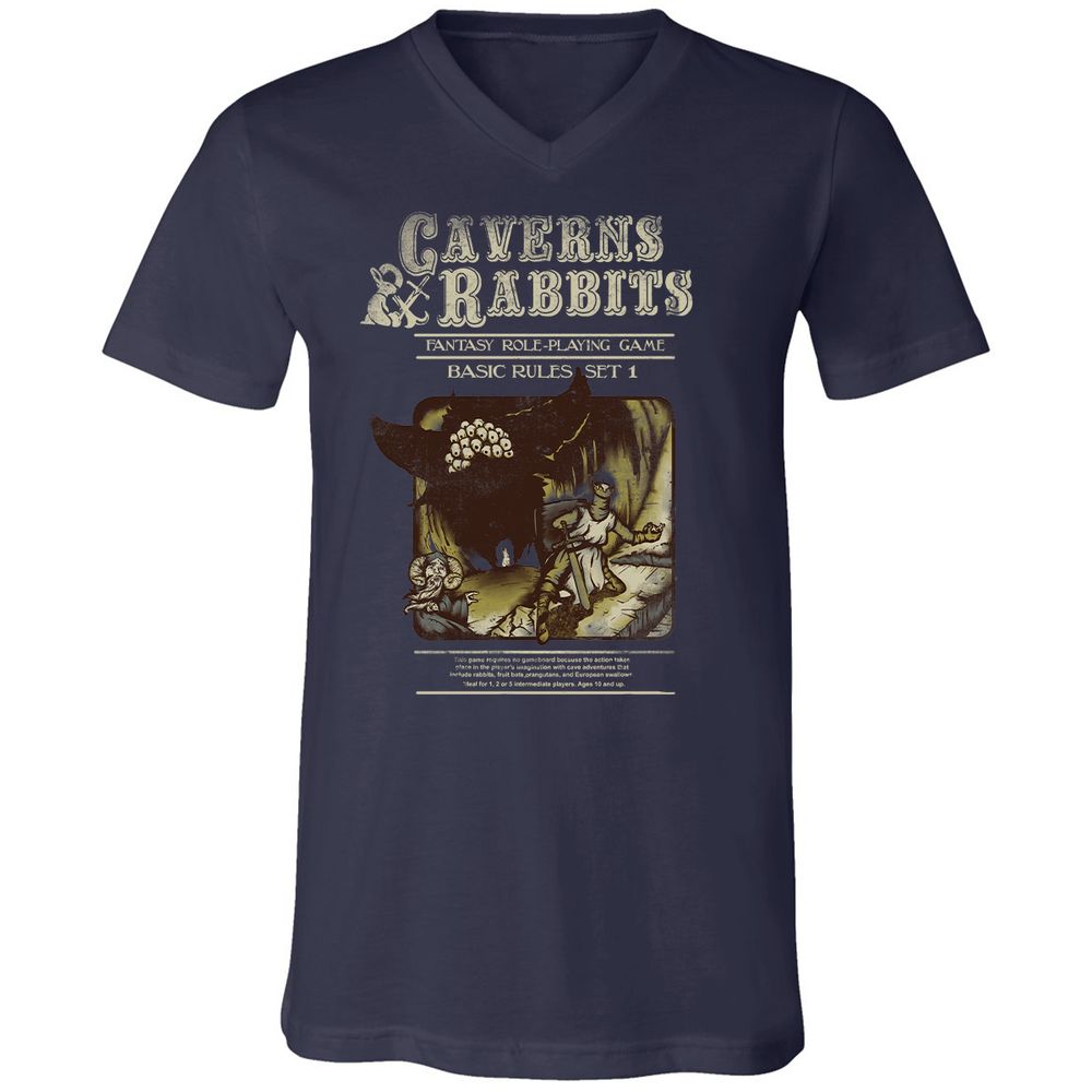 Unisex V-Neck T-Shirt - C7KTRTZF - Navy - 9