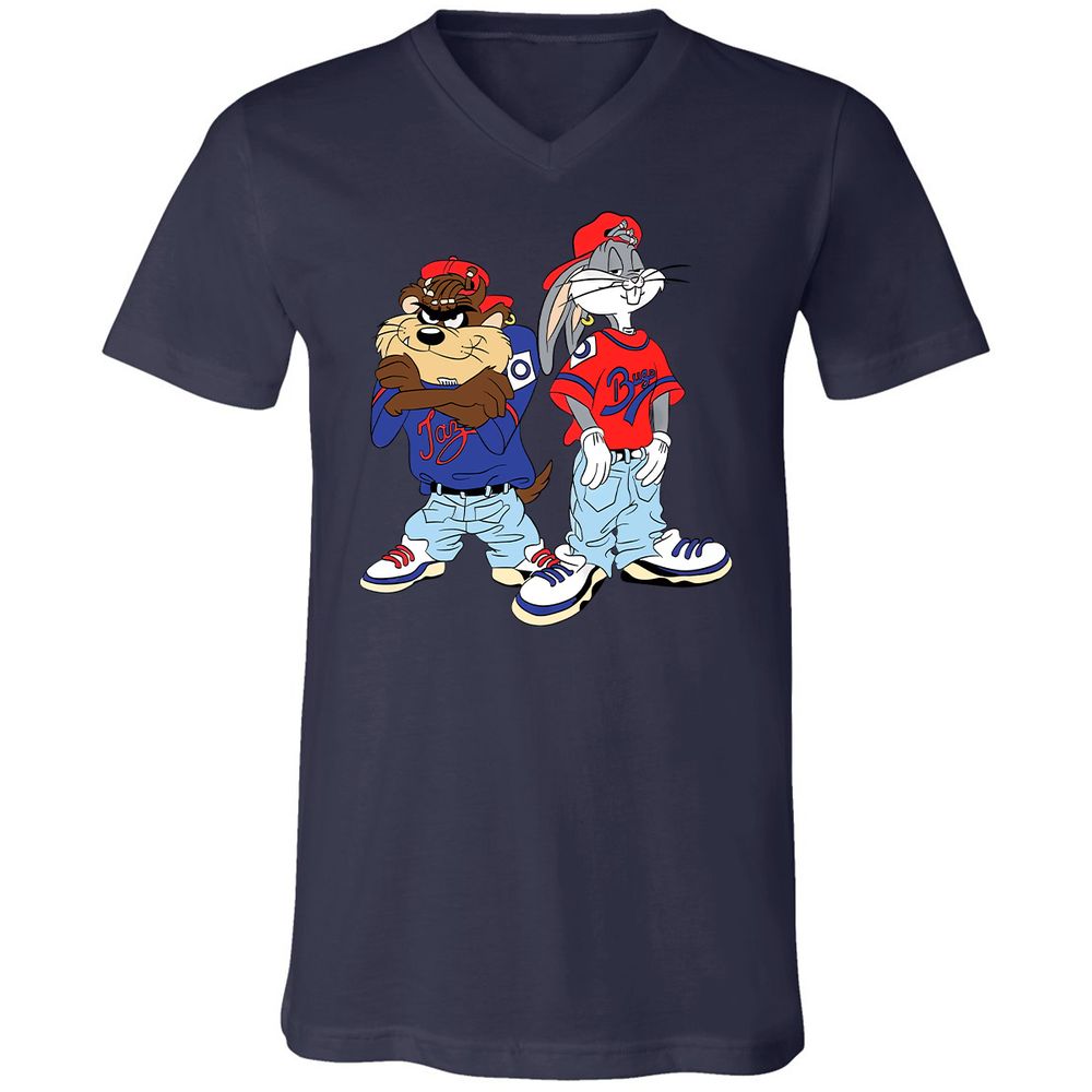 Unisex V-Neck T-Shirt - PXW7QVLE - Navy - 9