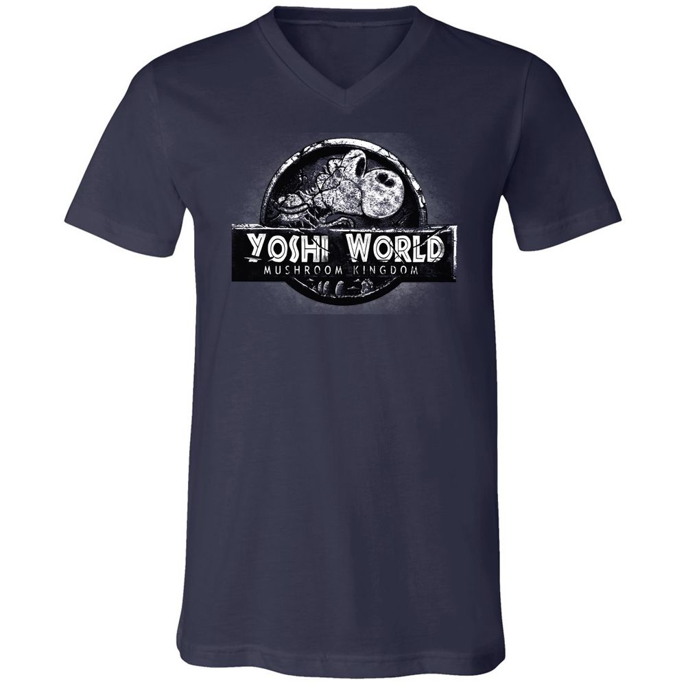 Unisex V-Neck T-Shirt - QVJU98MM - Navy - 9