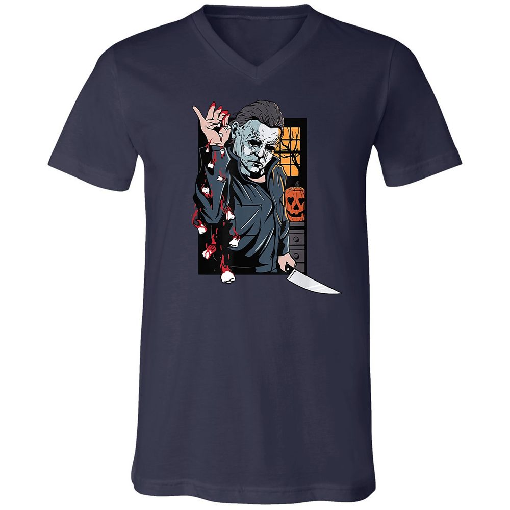 Unisex V-Neck T-Shirt - QGENDHGJ - Navy - 9