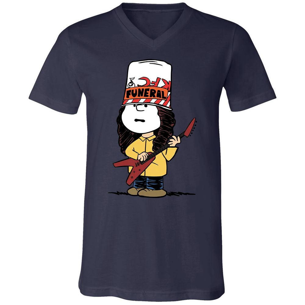 Unisex V-Neck T-Shirt - JKBJ6XKP - Navy - 9