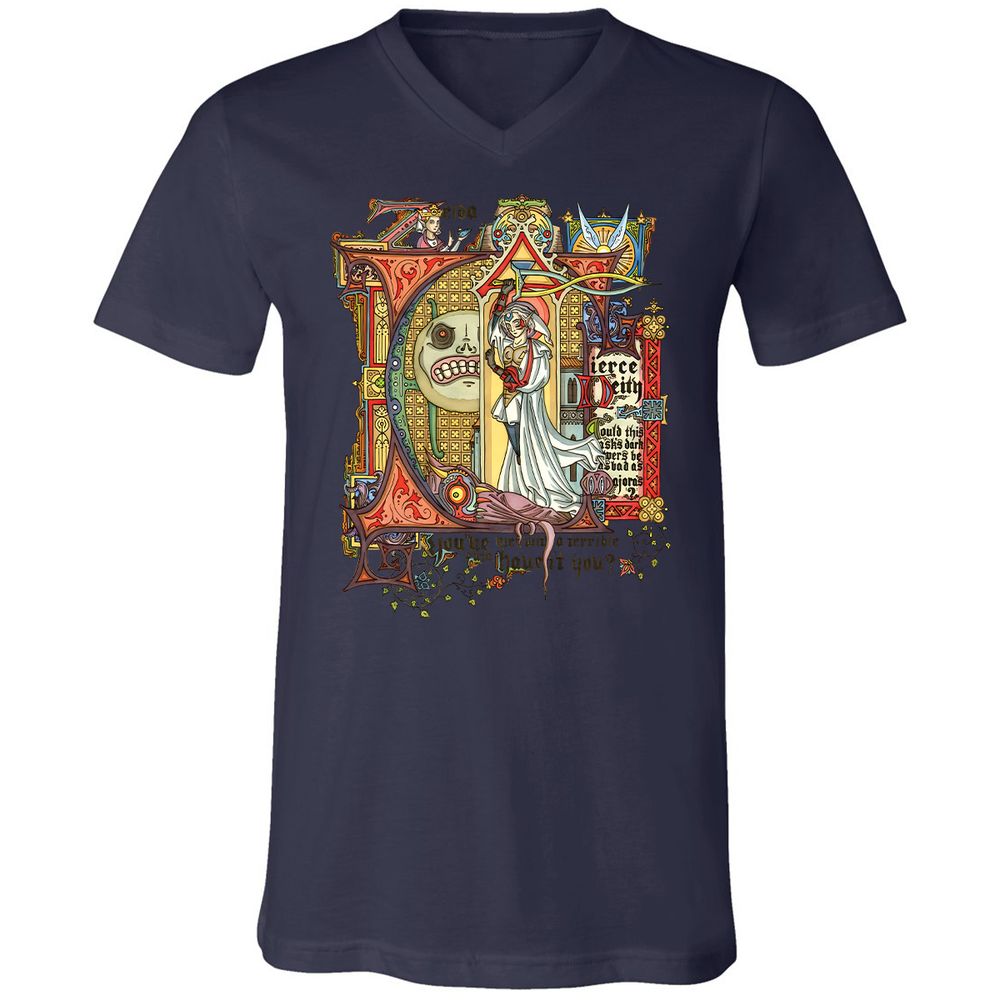 Unisex V-Neck T-Shirt - RXGYKFC4 - Navy - 9