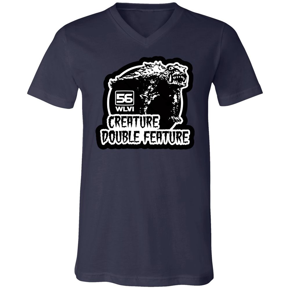 Unisex V-Neck T-Shirt - XCKNQ73Q - Navy - 9