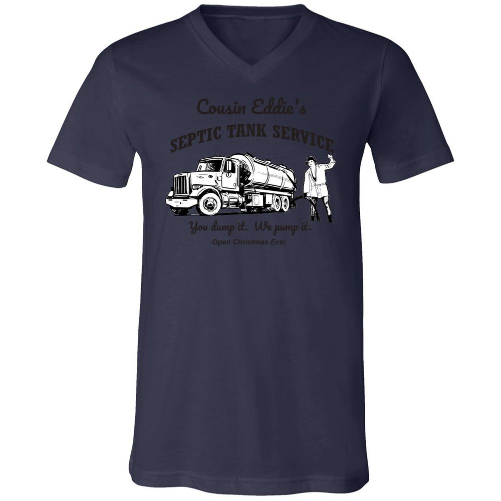 Unisex V-Neck T-Shirt - YZGLQSX7 - Navy - 9