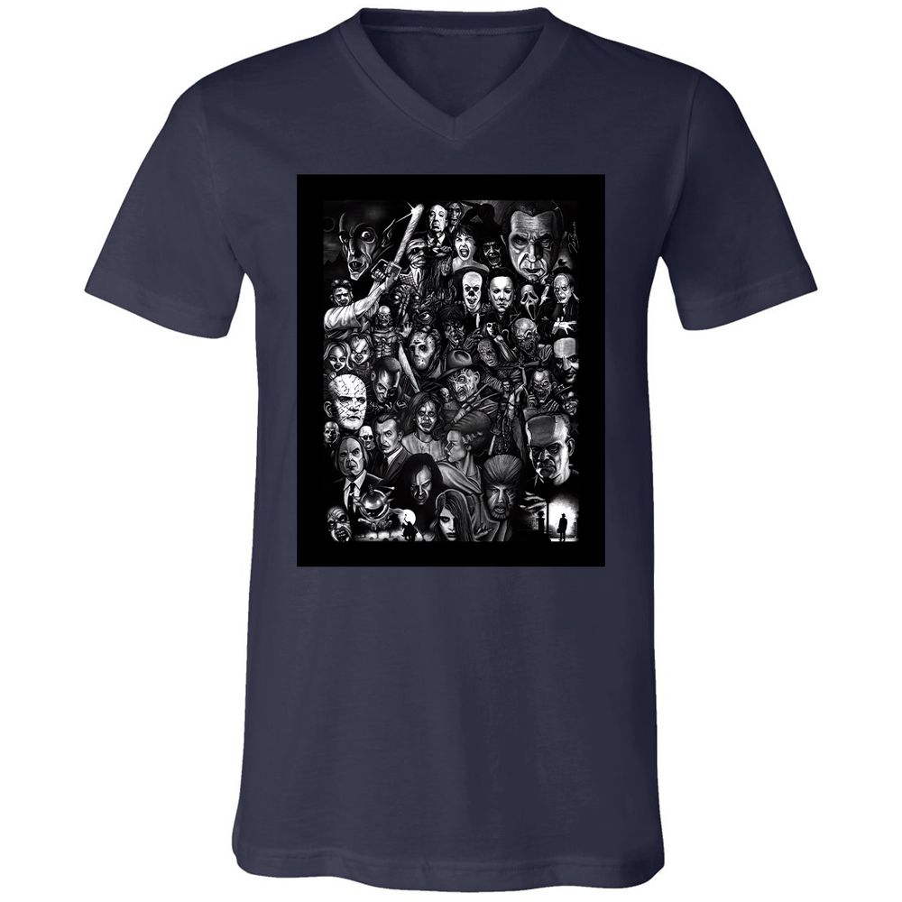 Unisex V-Neck T-Shirt - 6T2HHNBZ - Navy - 9