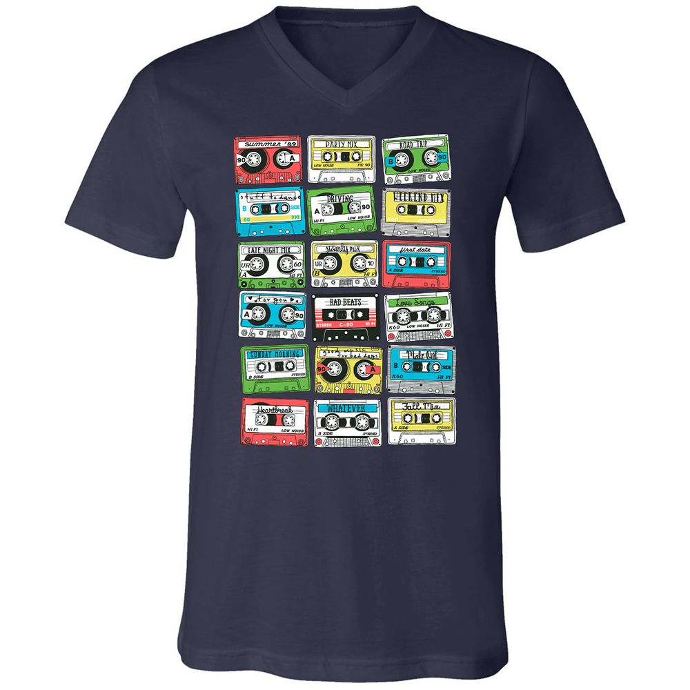 Unisex V-Neck T-Shirt - R7CGAYB4 - Navy - 9