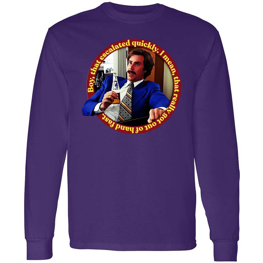 Long Sleeve T-Shirt - 8B4JUHJQ - Purple - 9