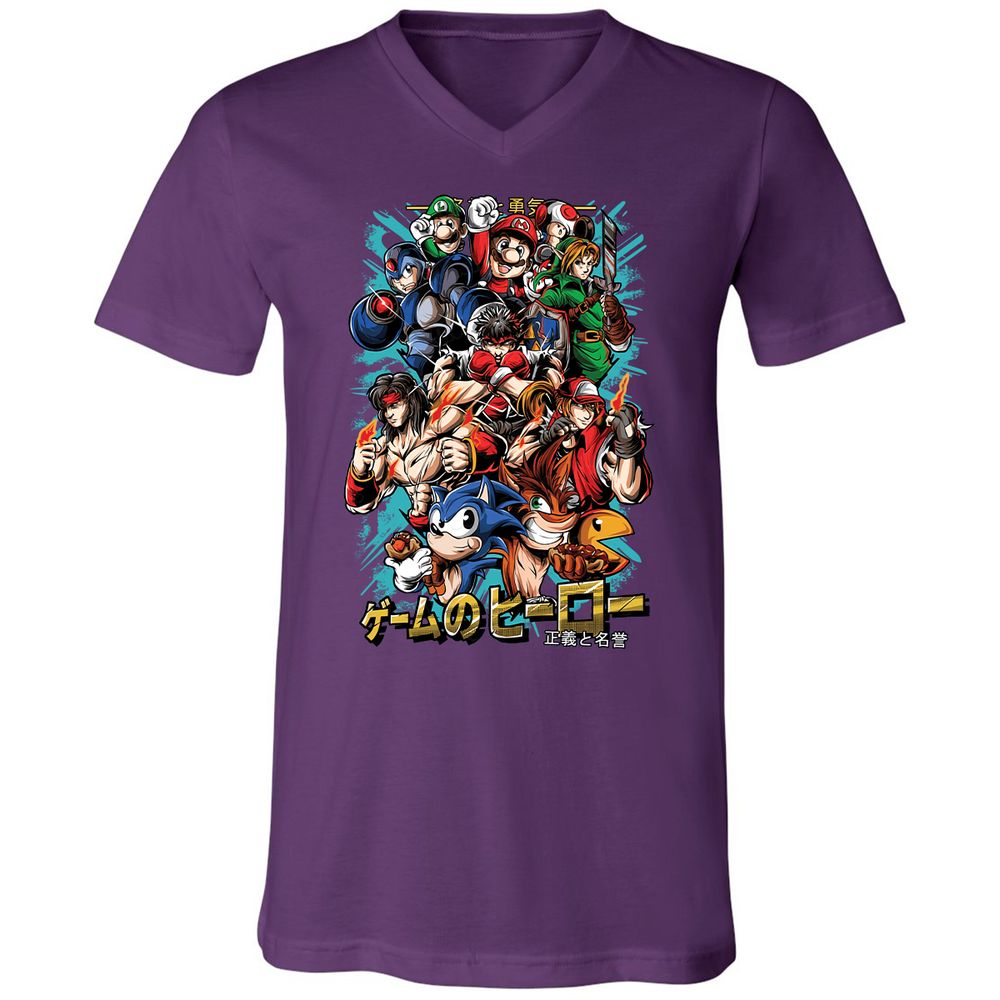 Unisex V-Neck T-Shirt - CK97M7JG - Team Purple - 9