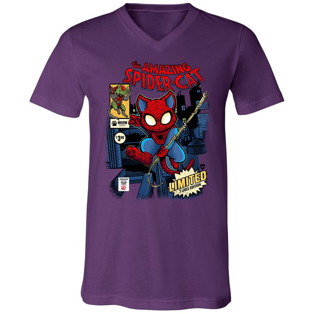 Unisex V-Neck T-Shirt - QFDE9UU7 - Team Purple - 9