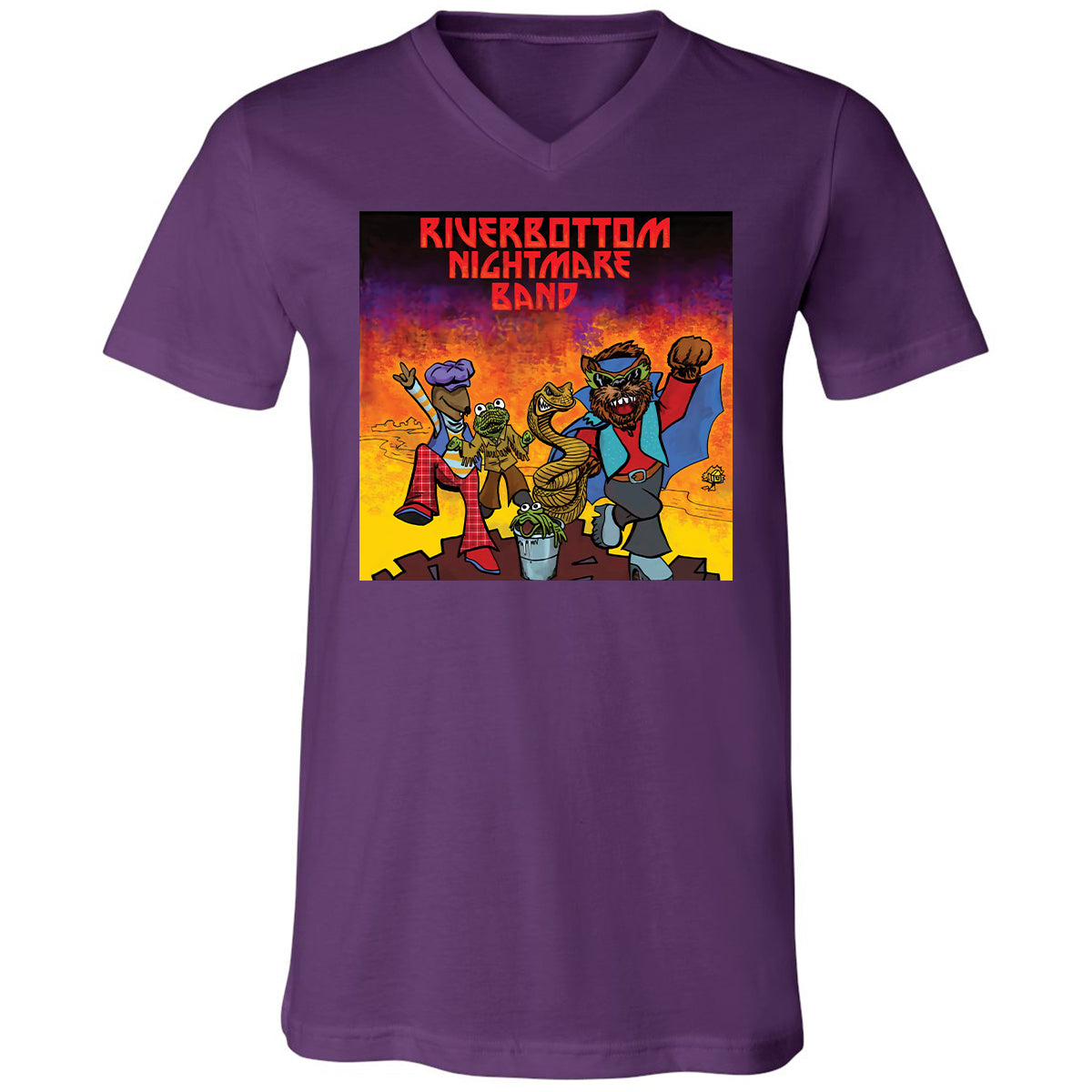 Unisex V-Neck T-Shirt - GNA5M3PS - Team Purple - 9