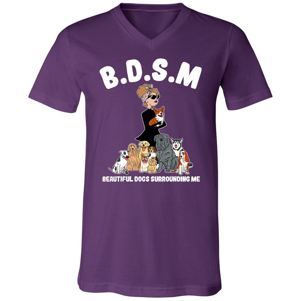 Unisex V-Neck T-Shirt - 3ZD9MFD7 - Team Purple - 9