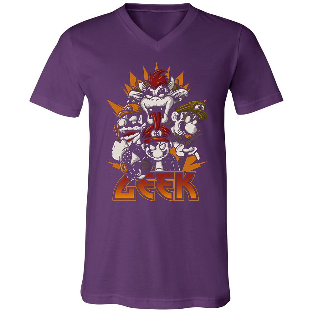 Unisex V-Neck T-Shirt - QZHASNWA - Team Purple - 9