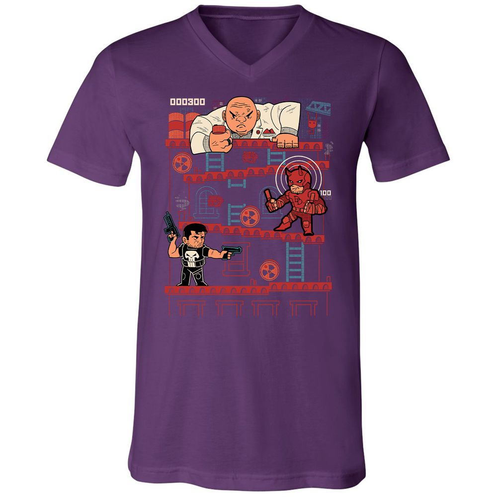 Unisex V-Neck T-Shirt - QRQEMEHK - Team Purple - 9