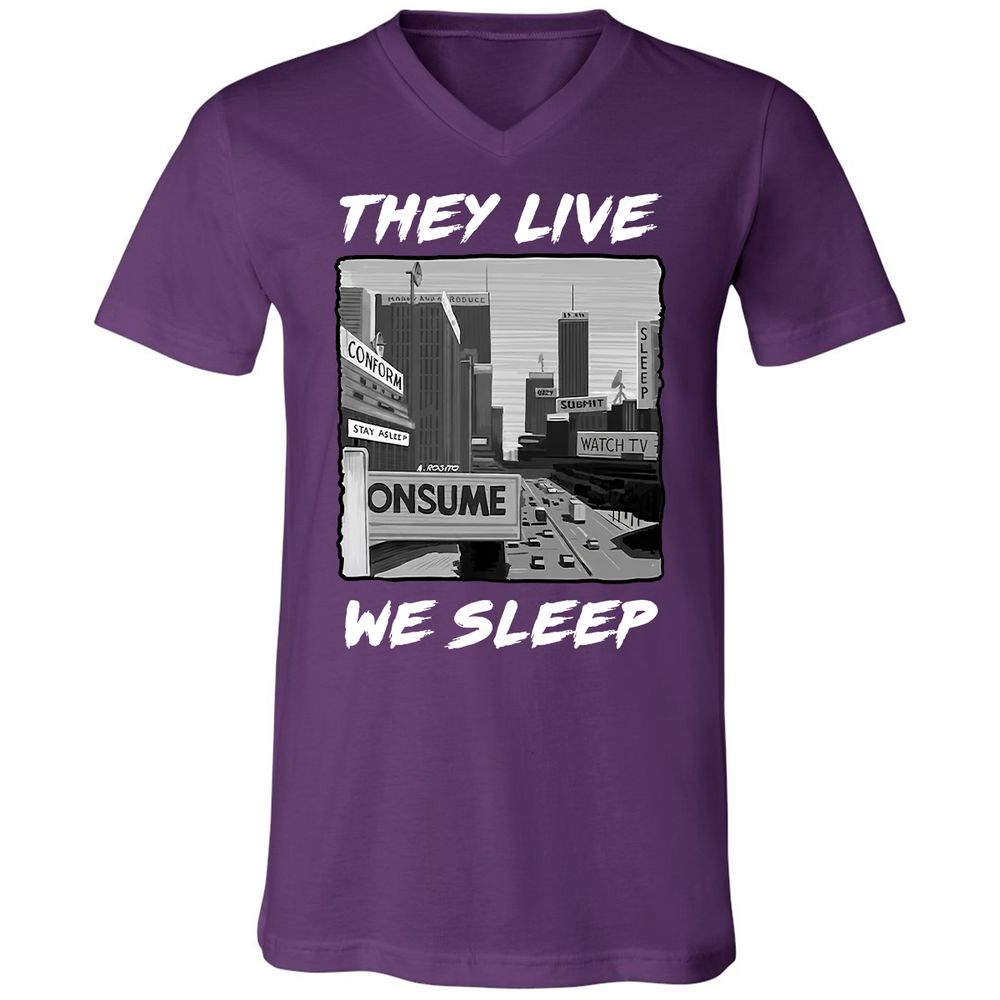 Unisex V-Neck T-Shirt - BELRJUTB - Team Purple - 9