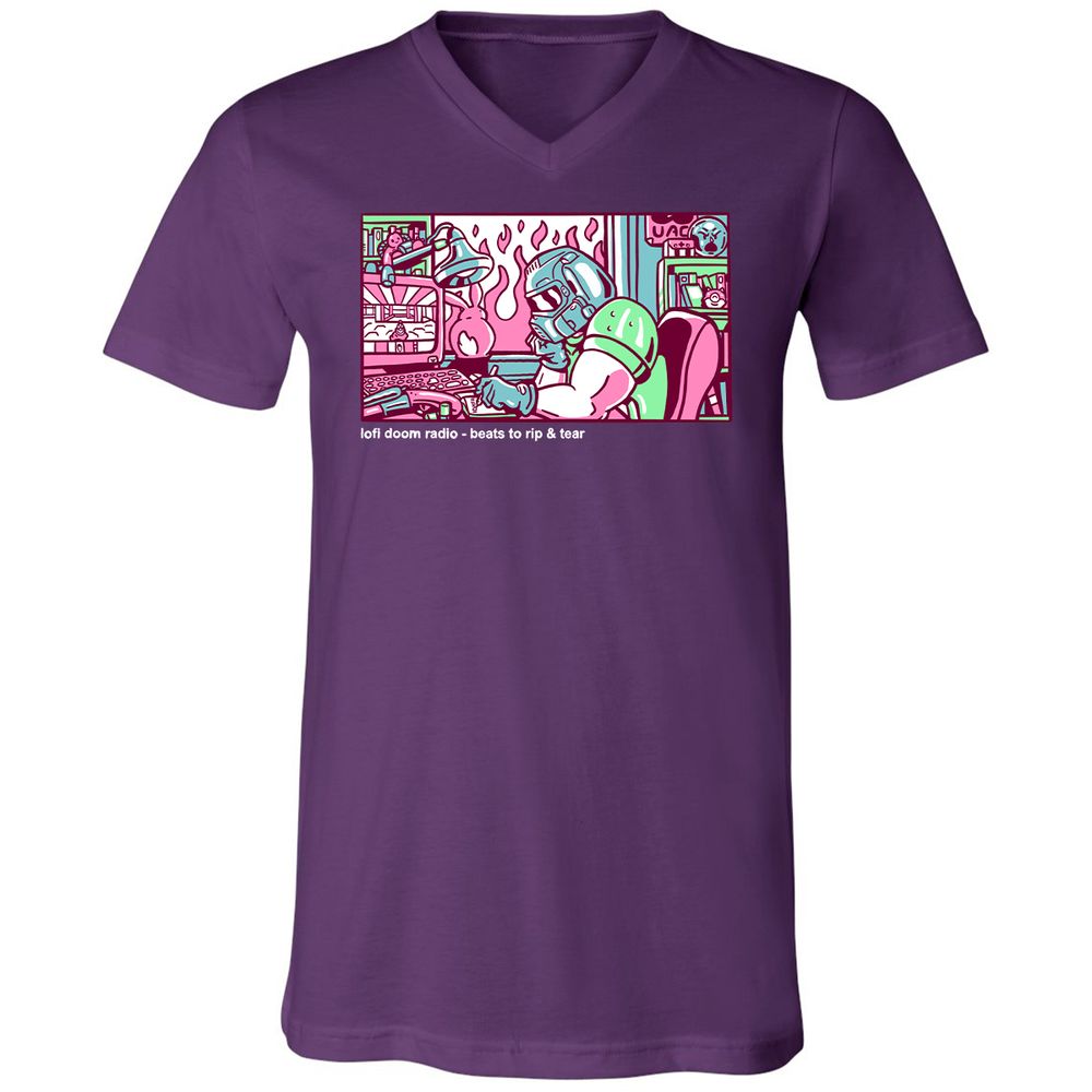 Unisex V-Neck T-Shirt - TUNX2Q7A - Team Purple - 9