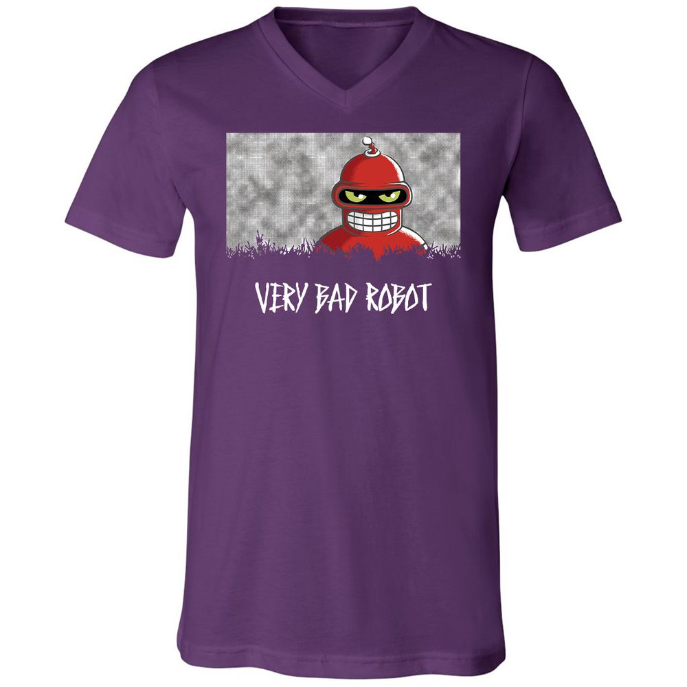 Unisex V-Neck T-Shirt - Black - Team Purple - 9