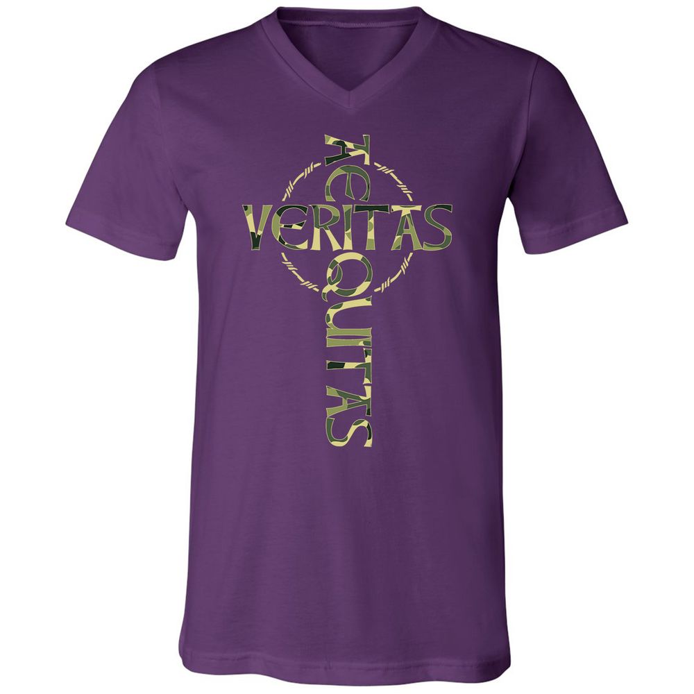 Unisex V-Neck T-Shirt - 9QBZ5HFV - Team Purple - 9