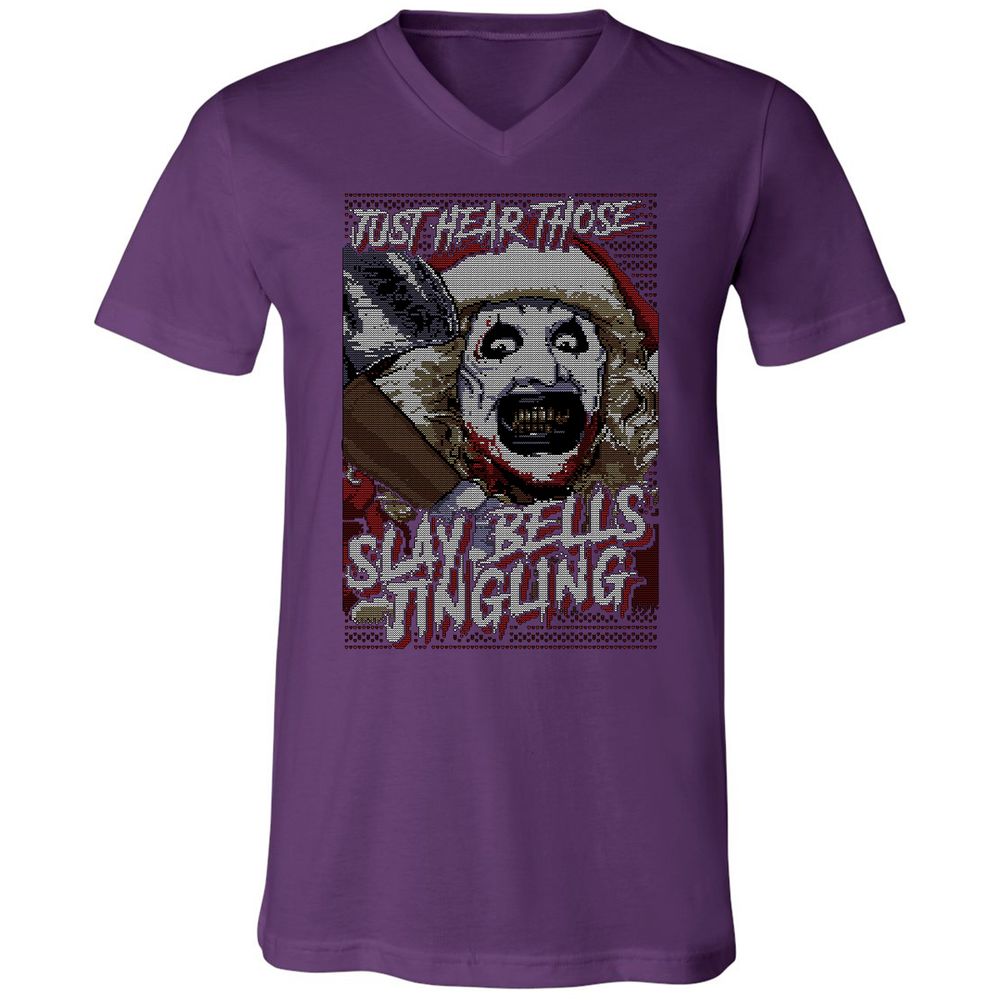 Slay Bells Jingling Unisex V-Neck T-Shirt - Team Purple - 9