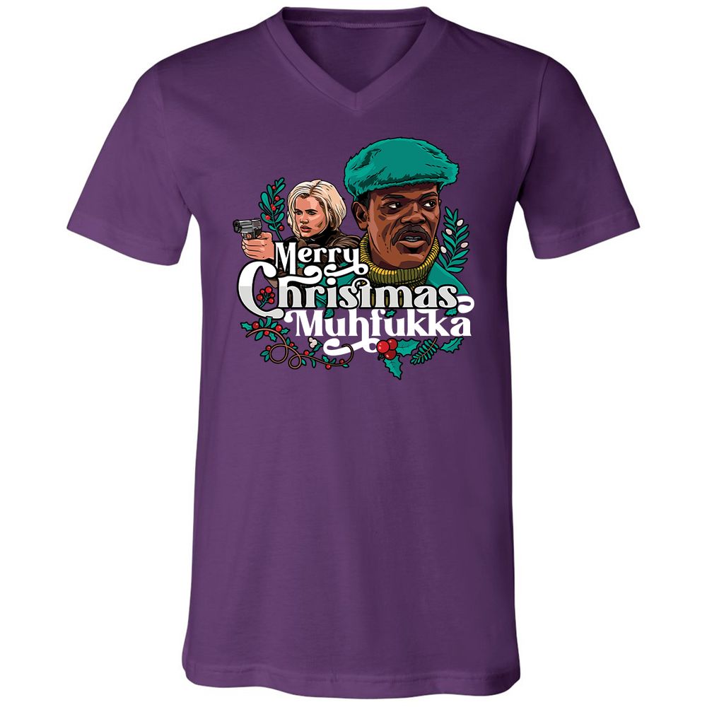 Unisex V-Neck T-Shirt - PVQ6LE66 - Team Purple - 9