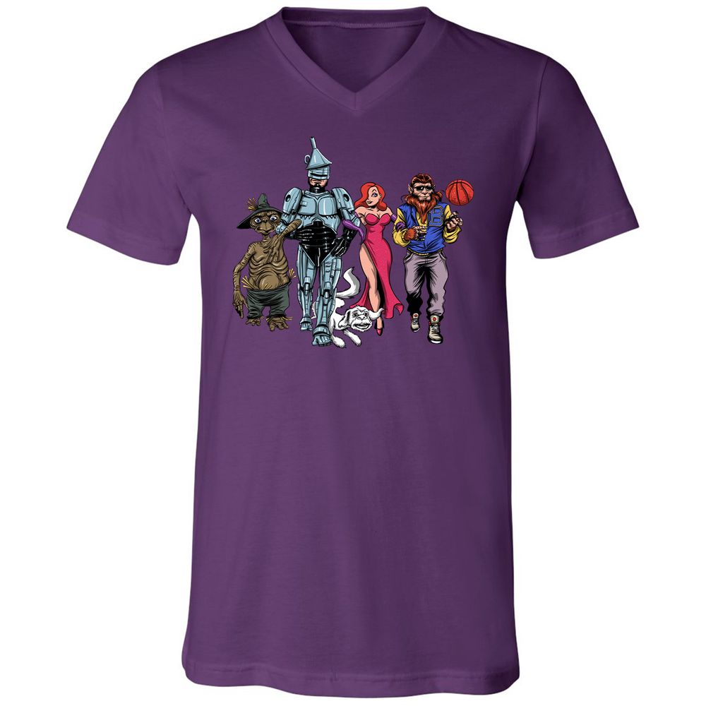 Unisex V-Neck T-Shirt - WKZJNMUW - Team Purple - 9