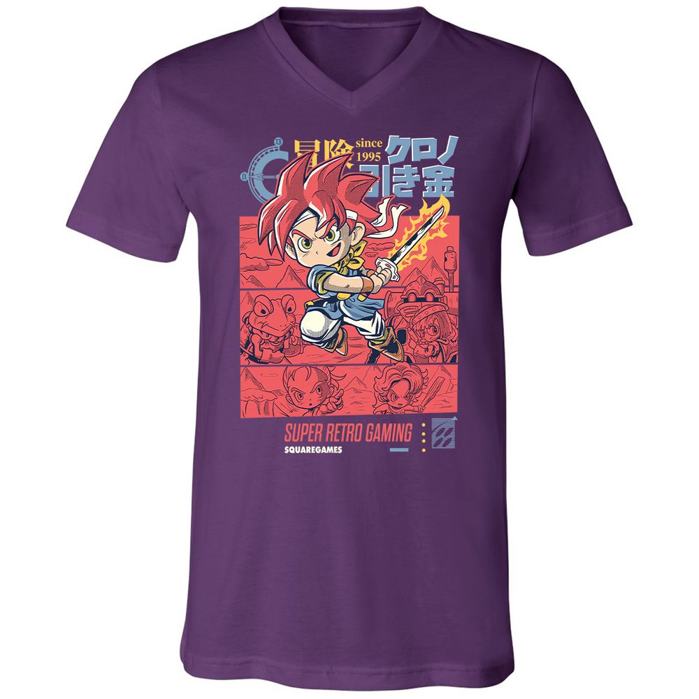 Unisex V-Neck T-Shirt - W85UQ4VY - Team Purple - 9