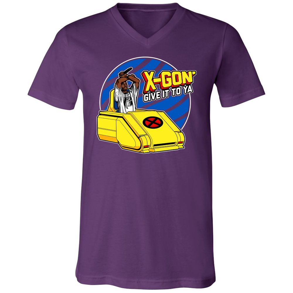 Unisex V-Neck T-Shirt - ZE6WX3FP - Team Purple - 9