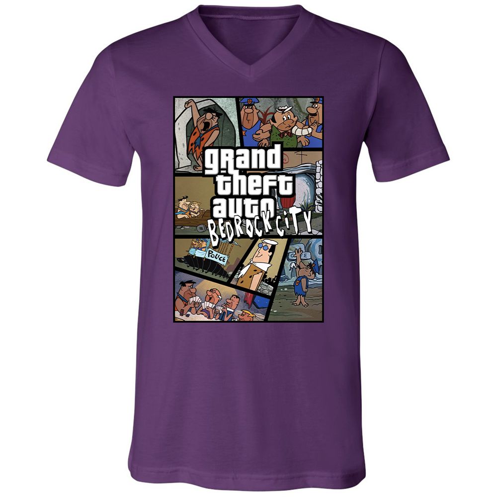 Unisex V-Neck T-Shirt - 7R8V4MEM - Team Purple - 9