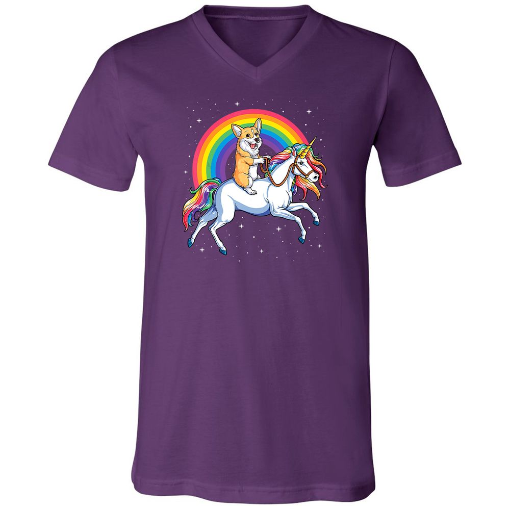 Unisex V-Neck T-Shirt - 8DJY7FKP - Team Purple - 9