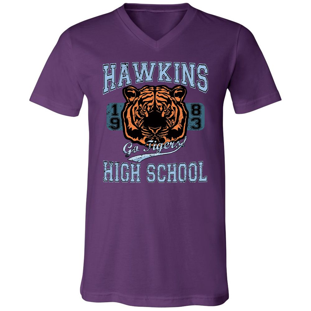 Unisex V-Neck T-Shirt - DVQDPYWF - Team Purple - 9