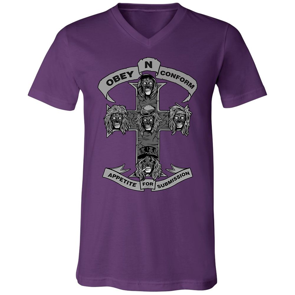 Unisex V-Neck T-Shirt - 83P2CZXJ - Team Purple - 9