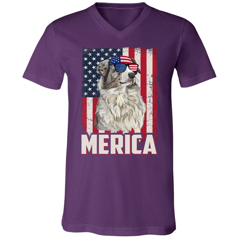 Unisex V-Neck T-Shirt - CQR7MUMW - Team Purple - 9