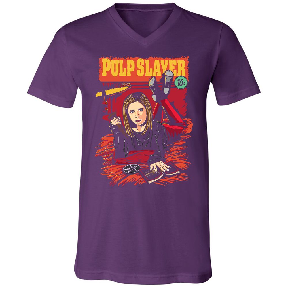 Unisex V-Neck T-Shirt - VH1AD7EJ - Team Purple - 9