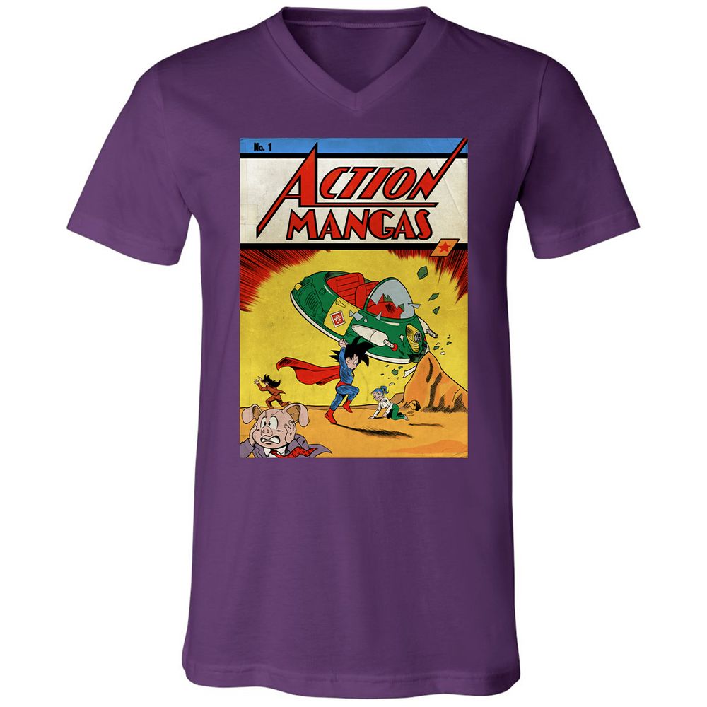 Unisex V-Neck T-Shirt - B9CAM2D5 - Team Purple - 9