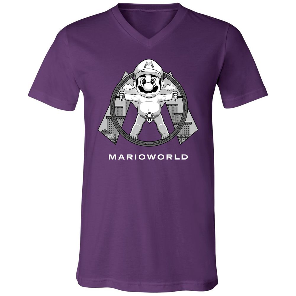 Unisex V-Neck T-Shirt - QM9CYN89 - Team Purple - 9