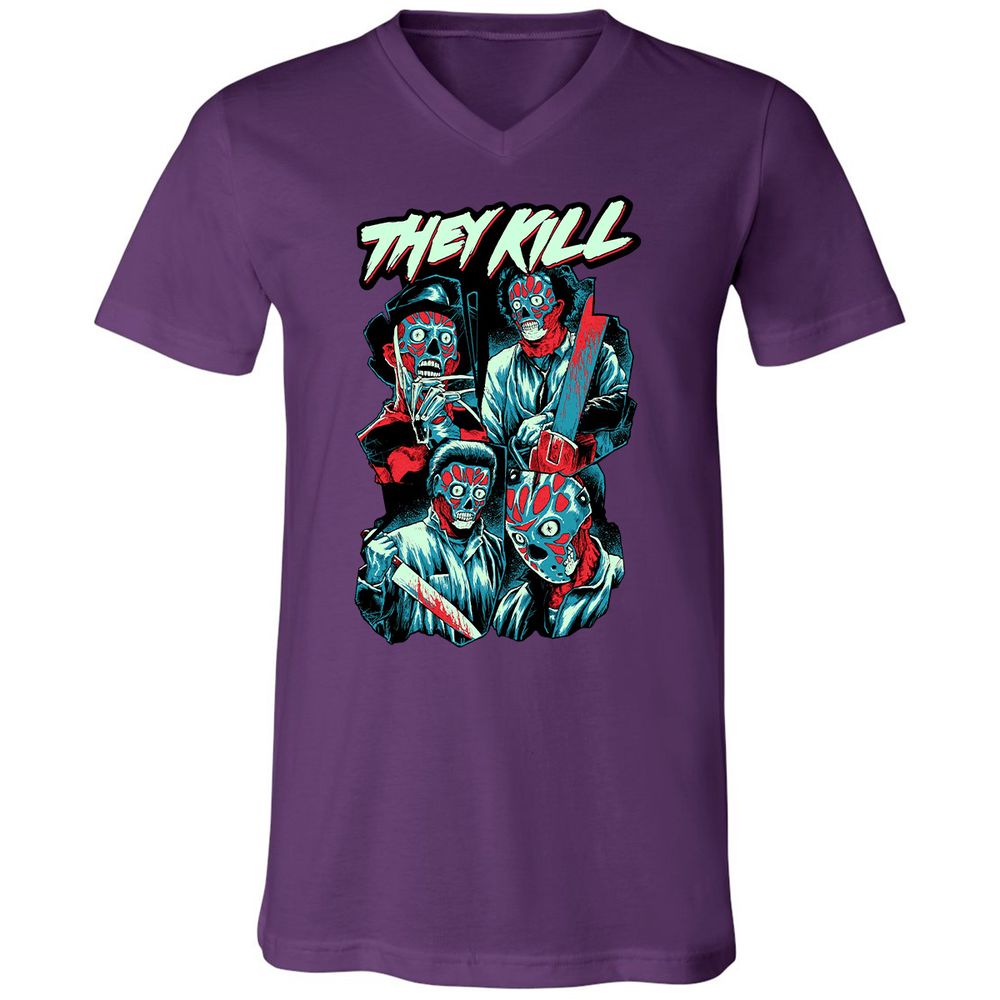 Unisex V-Neck T-Shirt - 4CUXCPYF - Team Purple - 9