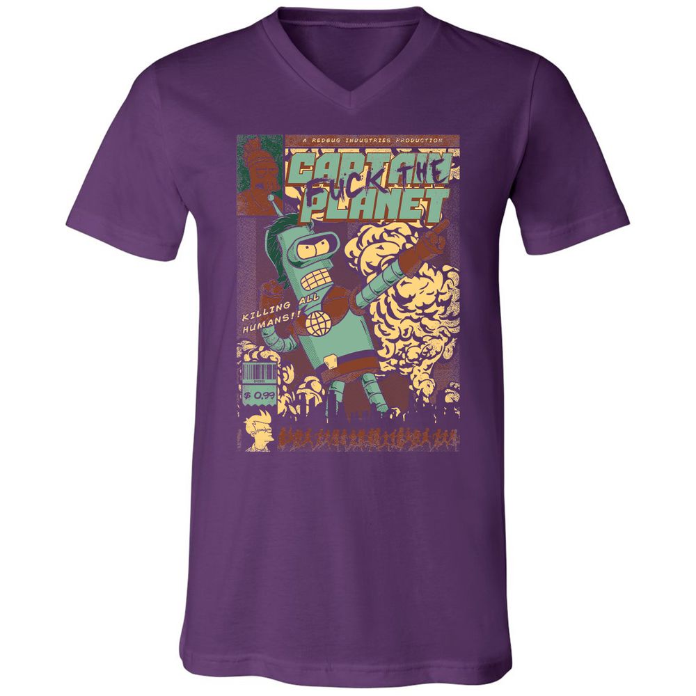 Unisex V-Neck T-Shirt - 3YXHYHQT - Team Purple - 9