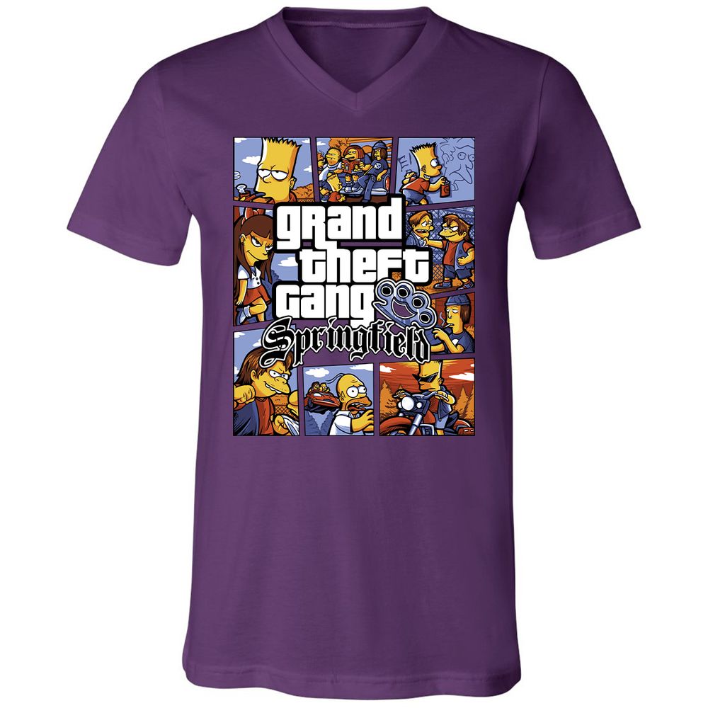 Unisex V-Neck T-Shirt - 3RN1RZFQ - Team Purple - 9