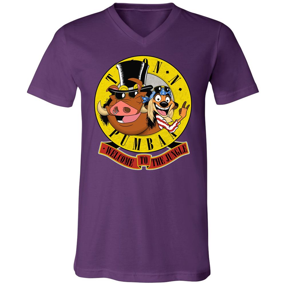 Unisex V-Neck T-Shirt - Black - Team Purple - 9