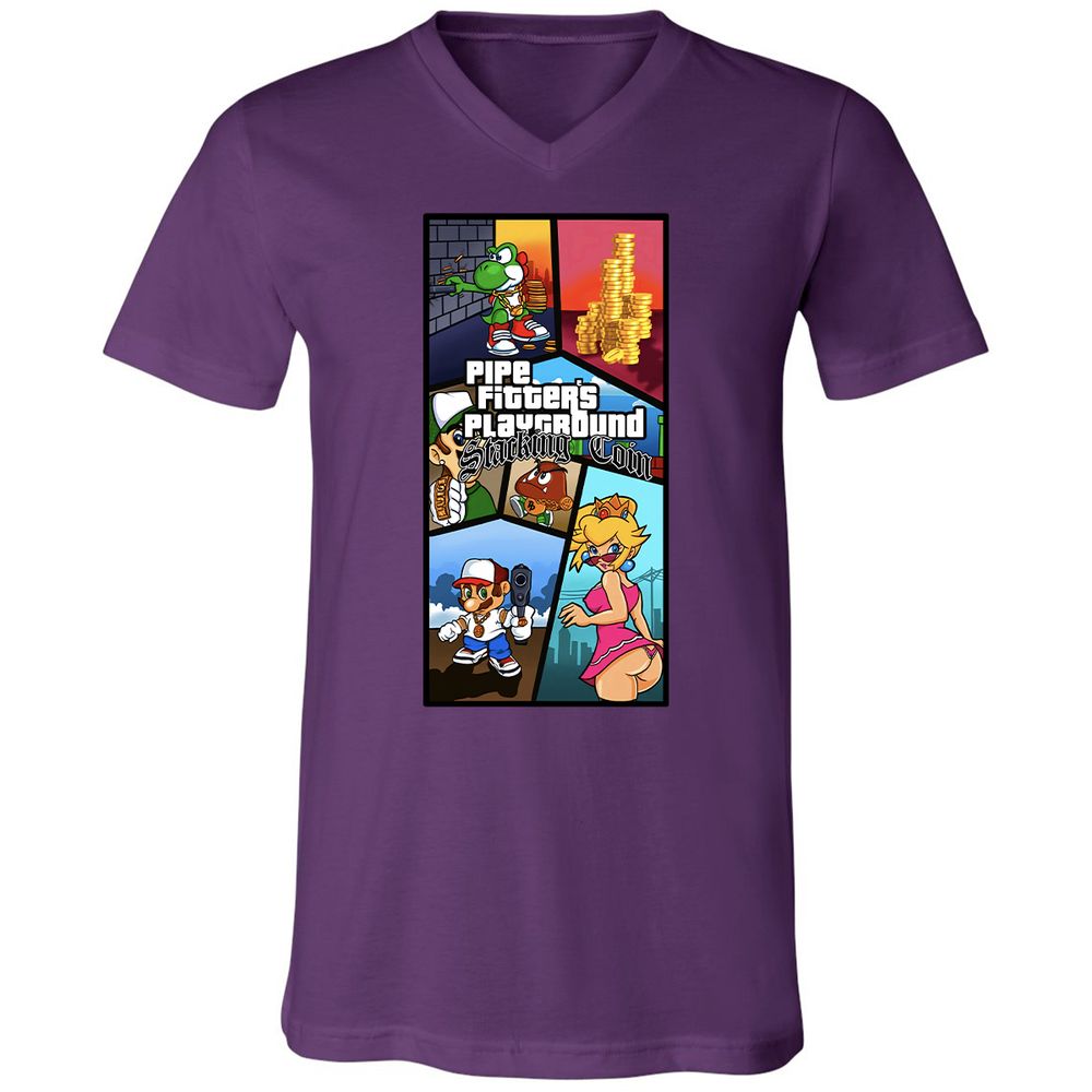 Unisex V-Neck T-Shirt - DYXCW3KN - Team Purple - 9