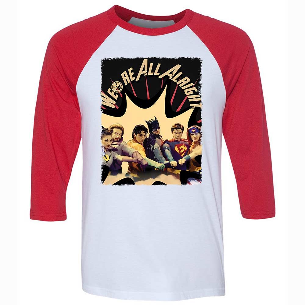 Unisex 3/4 Baseball Tee - J55144CC - White/Red - 9