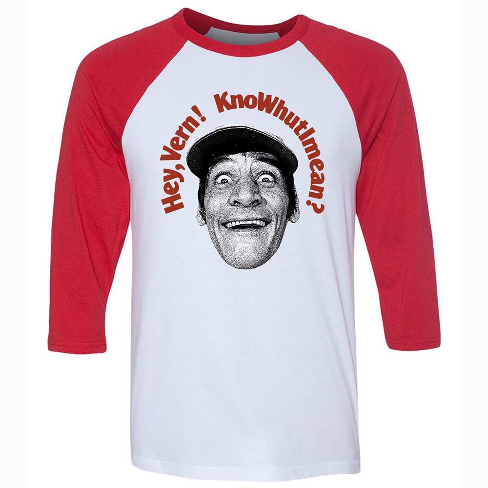 Unisex 3/4 Baseball Tee - XXH5D2YU - White/Red - 9