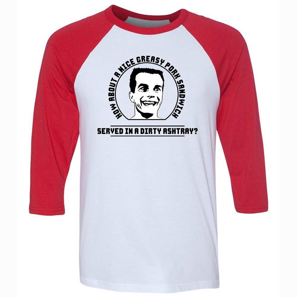Unisex 3/4 Baseball Tee - 5X94EEDM - White/Red - 9