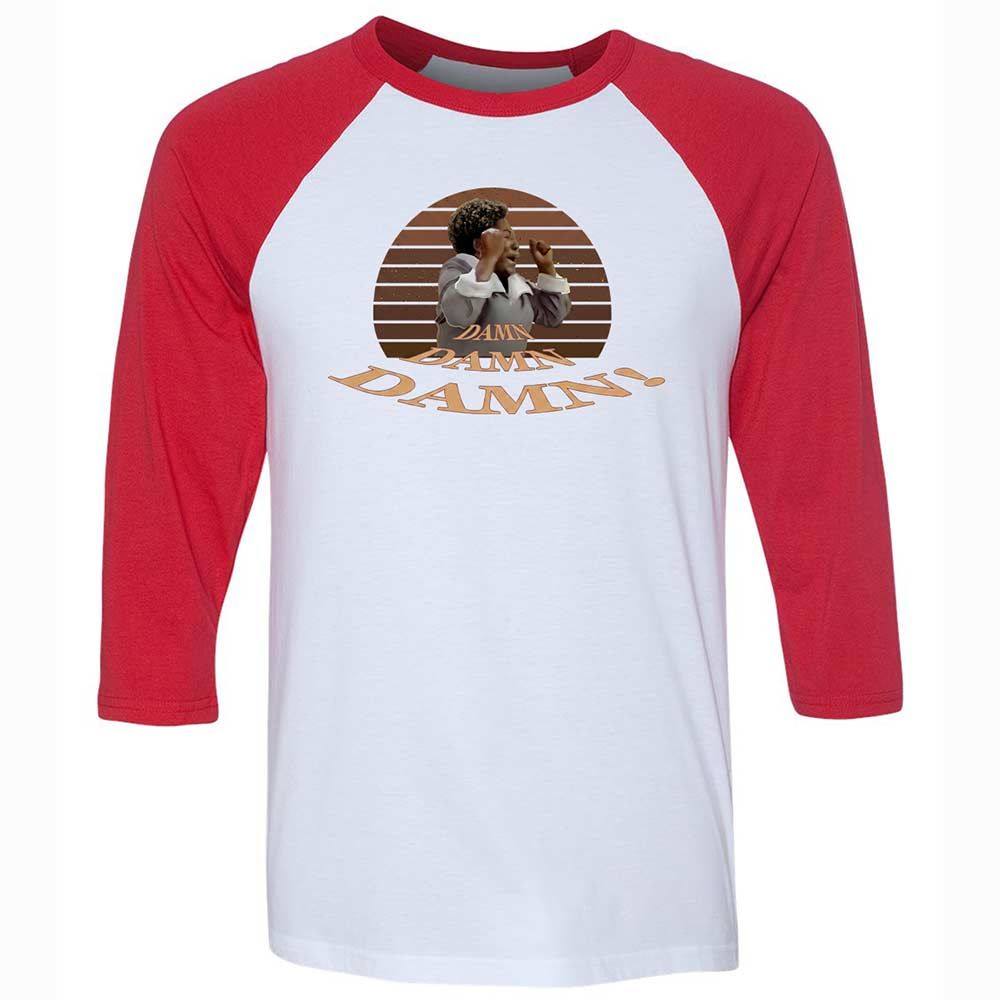 Unisex 3/4 Baseball Tee - FUR3SLY1 - White/Red - 9